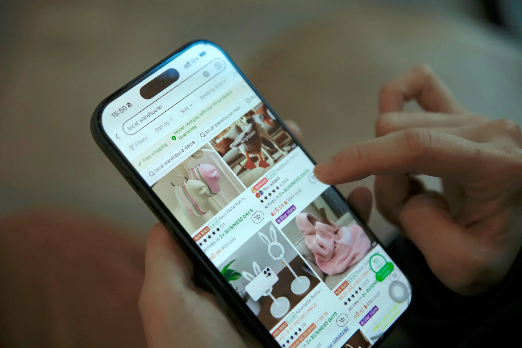 Shopper browsing an online store on a smartphone